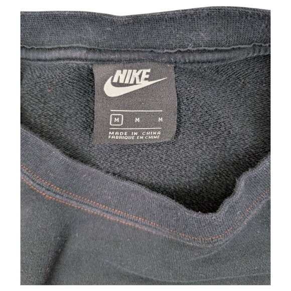 NIKE Center Swoosh Crew Neck sweatshirt Size M Black Fire Print Sleeve *READ - Picture 6 of 8